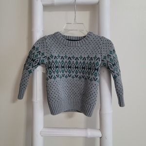 Hope & Henry Cable Sweater Grey Sz 12-18m Organic Cotton